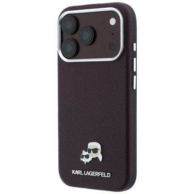 2. Etui Karl Lagerfeld Grained Choupette Head Metal MagSafe na iPhone 18 Pro Max - burgundowe