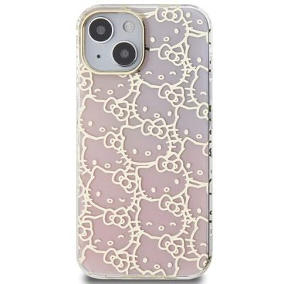 3. Etui Hello Kitty IML Gradient Electrop Crowded Kitty Head na iPhone 15 - różowe