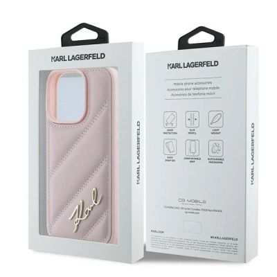 8. Etui Karl Lagerfeld Quilted Signature na iPhone 16 Pro Max - różowe