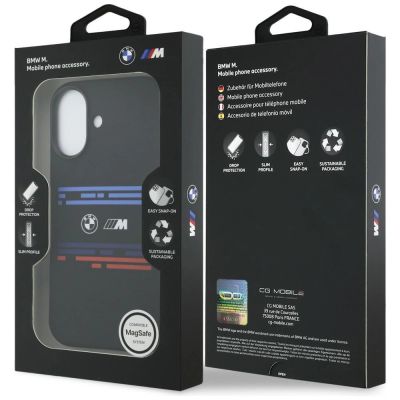 8. Etui BMW M Silicon Horizontal Line MagSafe na iPhone 17 - czarne