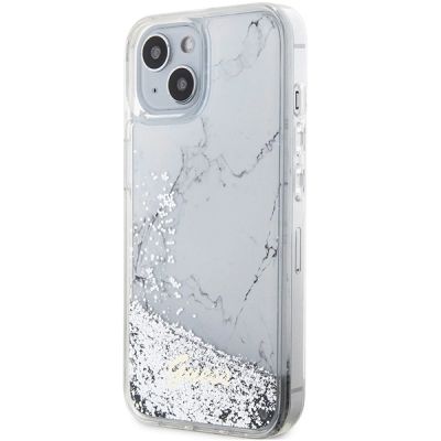 2. Etui Guess Liquid Glitter Marble na iPhone 14 - białe