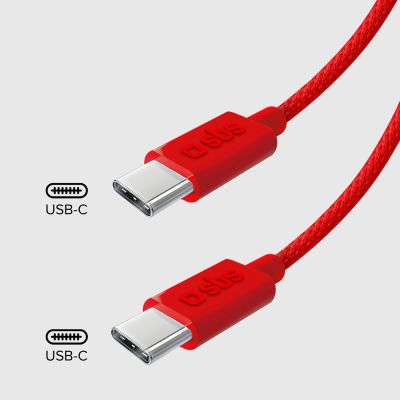 10. Kabel SBS TECABLETISSUETCCR USB-C - USB-C 1,5m 60 W w oplocie - czerwony