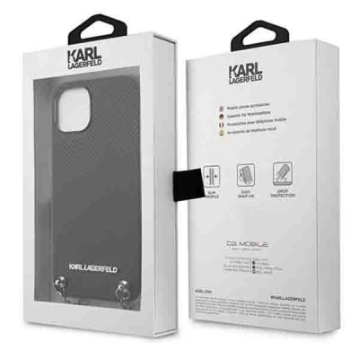 8. Etui Karl Lagerfeld Leather Textured and Chain na iPhone 13 / 14 / 15 6,1" - czarne