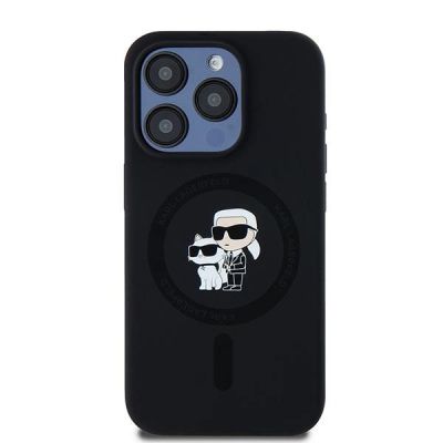 3. Etui Karl Lagerfeld Silicone Karl&Choupette MagSafe na iPhone 15 Pro - czarne