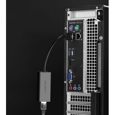 6. Ugreen zewnętrzna karta sieciowa RJ45 - USB 2.0 100 Mbps Ethernet czarny (CR110 20254)
