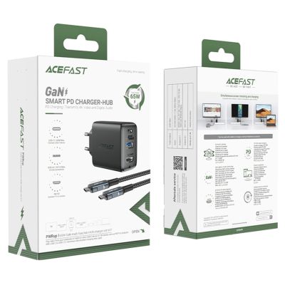 10. Ładowarka GaN Acefast A17 65W USB-C / USB-A, adapter HDMI 4K 60Hz (zestaw z kablem) - czarna