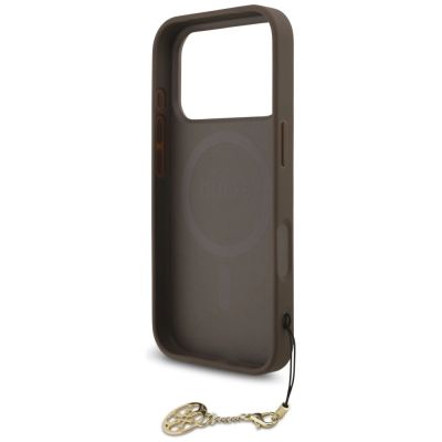 6. Etui Guess 4G Charms Collection MagSafe na iPhone 17 Pro - brązowe