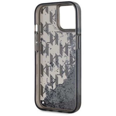 7. Etui Karl Lagerfeld Liquide Glitter Monogram Gradient na iPhone 15 - czarne