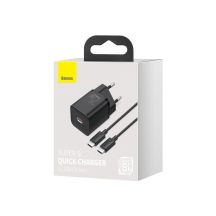 BASEUS ŁADOWARKA SIECIOWA Z KABLEM USB-C DO USB-C TZCCSUP-L01 SUPER SI 1C 25W CZARNA