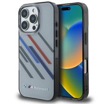 Etui BMW Motosport IML Random Stripes na iPhone 16 Pro - szare