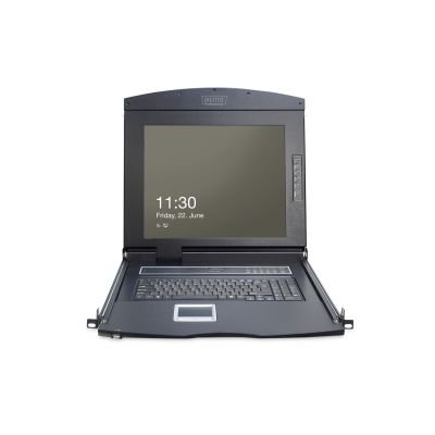 4. Digitus Konsola modułowa z monitorem TFT o przekątnej 17” (43,2 cm), 8-portowym przełącznikiem KVM & touchpadem, klawiatura niemiecka