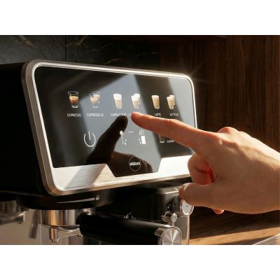 24. ELDOM EKSPRES CIŚNIENIOWY KOLBOWY ECK1 1300W 20 BAR, ZASOBNIK NA MLEKO, 6 PROGRAMÓW AUTOMATYCZNYCH, 2 PROGRAMY RECZNE