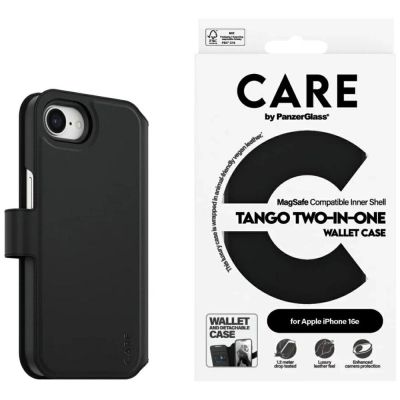 Etui CARE by PanzerGlass Feature Tango 2w1 Wallet na iPhone 16e - czarne