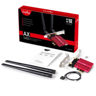 8. Karta sieciowa CUDY WE3000S AX5400 Wi-Fi 6 + BT 5.2 Intel AX210 Radiator PCIe