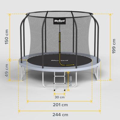 8. REBEL ACTIVE TRAMPOLINA PRO 8FT/244CM, SIATKA, DRABINKA RBA-8001