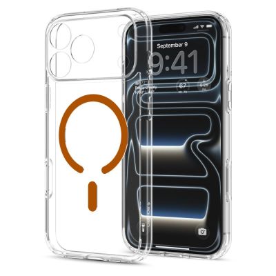 3. Etui Spigen Ultra Hybrid MagSafe na iPhone 18 Pro / 17 Pro - przezroczysto-pomarańczowe