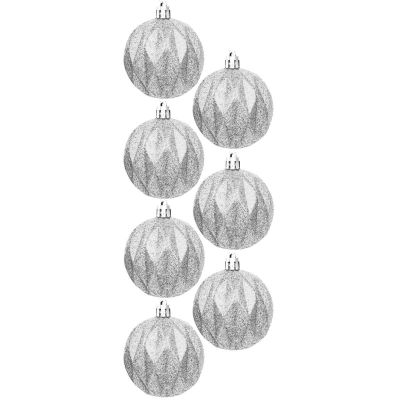 39. BOMBKA DEKORACYJNA PLASTIKOWA 6CM SET 35 SZT SREBRNA