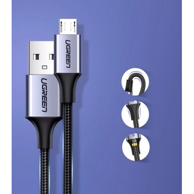 7. Kabel Ugreen US290 60146 USB-A / micro USB 2.4A 1m - szary