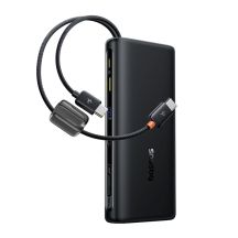 Powerbank Baseus EnerFill FC41 20000mAh 100W z wyświetlaczem cyfrowym i wbudowanym podwójnym kablem USB-C - czarny