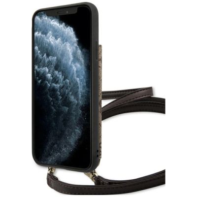 5. Etui Guess 4G Crossbody na iPhone 11 Pro Max - brązowe