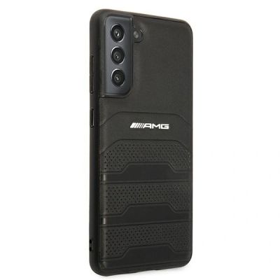 4. Etui AMG Leather Debossed Lines na Samsung Galaxy S21 FE - czarne