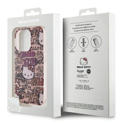 8. Etui Hello Kitty IML Tags Graffiti na iPhone 13 Pro Max - różowe