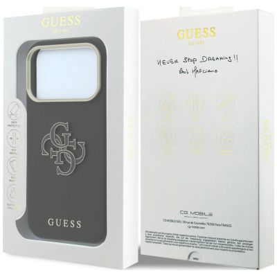 8. Etui Guess Grained & Big Resin Logo na iPhone 18 Pro / 17 Pro - czarne