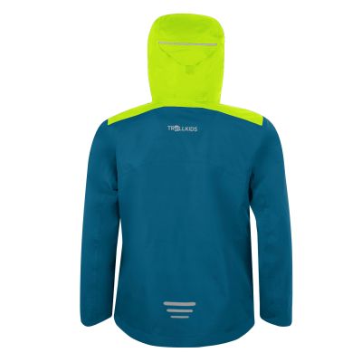 2. Kurtka przeciwdeszczowa dziecięca dla chłopca/dziewczynki Trollkids Kids Bergen Jacket petrol/lime (610-151)