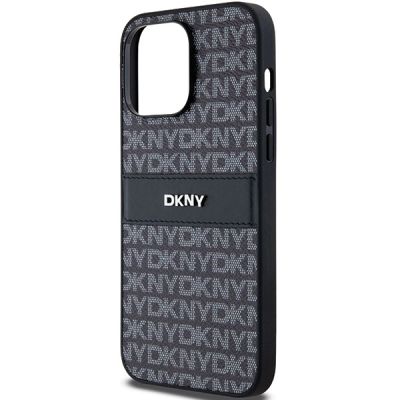 6. Etui DKNY Leather Mono Stripe & Metal Logo na iPhone 14 Pro Max - czarne