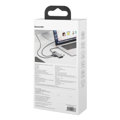 6. Baseus Metal Gleam 5w1 wielofunkcyjny HUB USB Typ C - USB Typ C Power Delivery 100 W / HDMI 4K 30 Hz / 3x USB 3.2 Gen 1 Szary (CAHUB-CX0G)