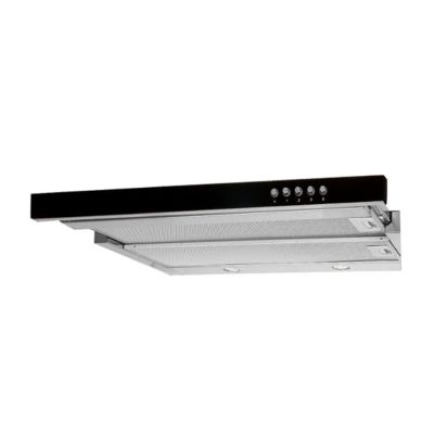 4. Okap podszafkowy teleskopowy AKPO WK-7 LIGHT GLASS 60 INOX CZARNY (600mm; kolor inox, front czarne szkło)