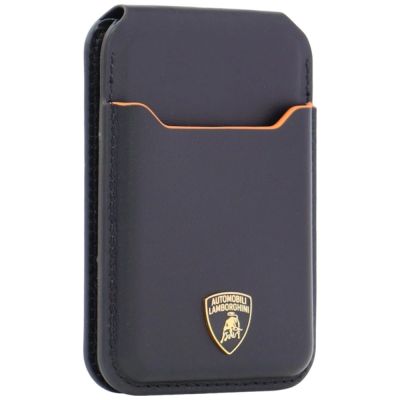 2. Portfel magentyczny Lamborghini D1 Genuine Leather MagSafe na telefon - czarno-pomarańczowy