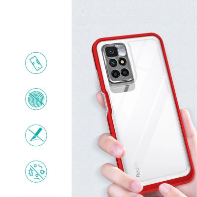 2. Clear 3in1 etui do Xiaomi Redmi 10 żelowy pokrowiec z ramką czerwony