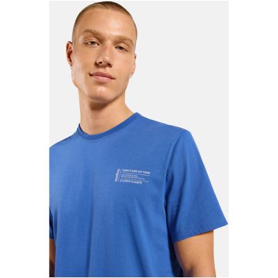 7. Koszulka z krótkim rękawem męska ODLO T-shirt crew neck s/s COTTON BLEND UNLIMITED niebieska
