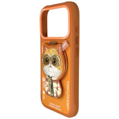 3. Etui Nimmy Cool&Cute 2.0 Cat na iPhone 17 Pro z magnetyczną zawieszką - pomarańczowe
