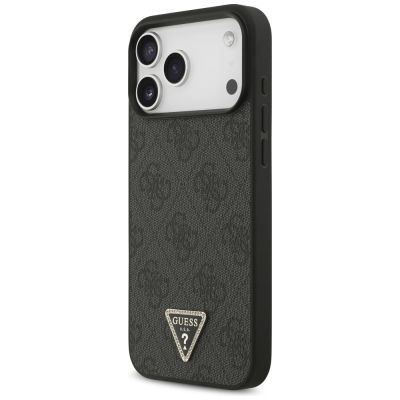 2. Etui Guess Leather 4G Triangle Strass MagSafe na iPhone 17 Pro Max / 18 Pro Max - czarne