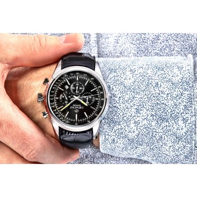 5. Zegarek Męski Giewont Chronograph Sapphire Srebrno Czarny GW7650-A2