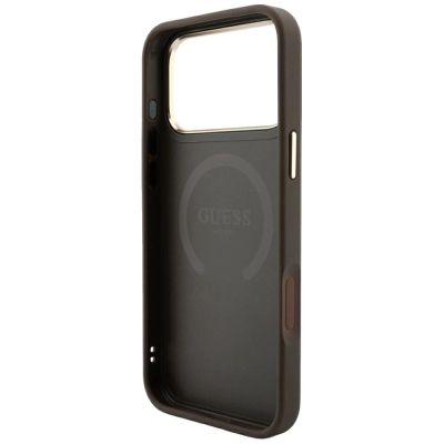 7. Etui Guess 4G with Stripe Round and Classic Logos MagSafe na iPhone 17 Pro Max / 18 Pro Max - brązowe