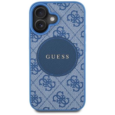 3. Etui Guess 4G Circle Classic Logo MagSafe na iPhone 16 - niebieskie