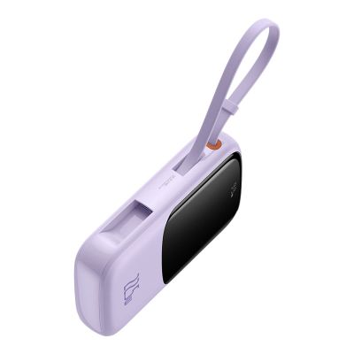 6. Powerbank Baseus Qpow Pro+ 10000mAh 22.5W z wbudowanym kablem USB-C z wyświetlaczem - fioletowy