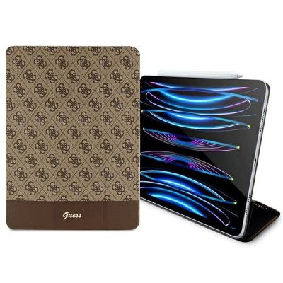 3. Etui Guess 4G Stripe Allover na iPad Pro 12.9" - brązowe