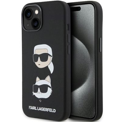 Etui Karl Lagerfeld Silicone Karl&Choupette Head na iPhone 15 Plus / 14 Plus - czarne