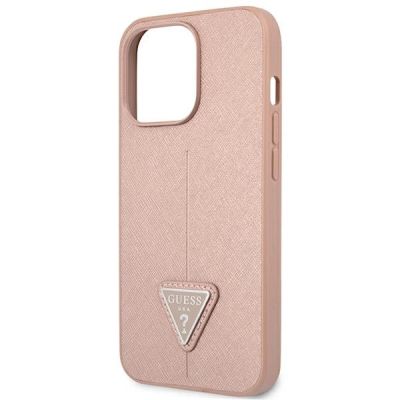 6. Etui Guess Saffiano Triangle Logo na iPhone 14 Pro Max - różowe