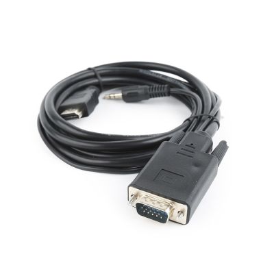 2. Adapter GEMBIRD A-HDMI-VGA-03-6 (HDMI M - D-Sub (VGA), Jack stereo 3,5 mm M; 1,8m; kolor czarny)