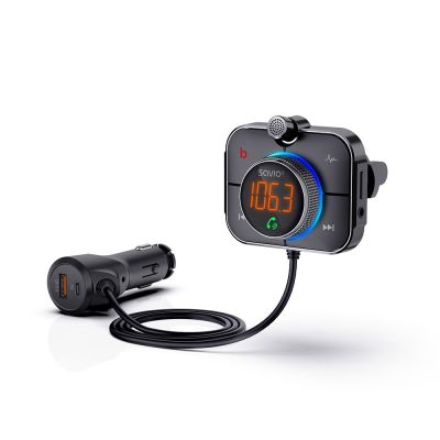 24. SAVIO TR-14 TRANSMITER SAMOCHODOWY FM Z BLUETOOTH I ŁADOWARKĄ,QUICK CHARGE 3.0 I POWER DELIVERY, RED. SZUMÓW