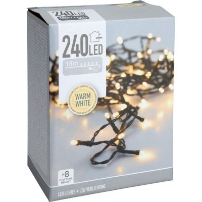 15. LAMPKI CHOINKOWE ŁAŃCUCH ŚWIETLNY 240 LED TIMER CIEPŁY BIAŁY