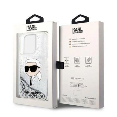 8. Etui Karl Lagerfeld Glitter Karl's Head na iPhone 14 Pro Max - srebrne