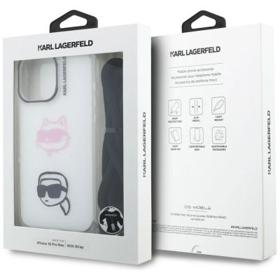 7. Etui Karl Lagerfeld IML Crossbody Karl&Choupette Head na iPhone 16 Pro Max - białe