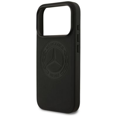 6. Etui Mercedes Leather Vintage Logo MagSafe na iPhone 17 Pro - czarne