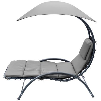 10. LEŻAK FOTEL Z PARASOLEM BERGAMO 200x125x180CM SZARY